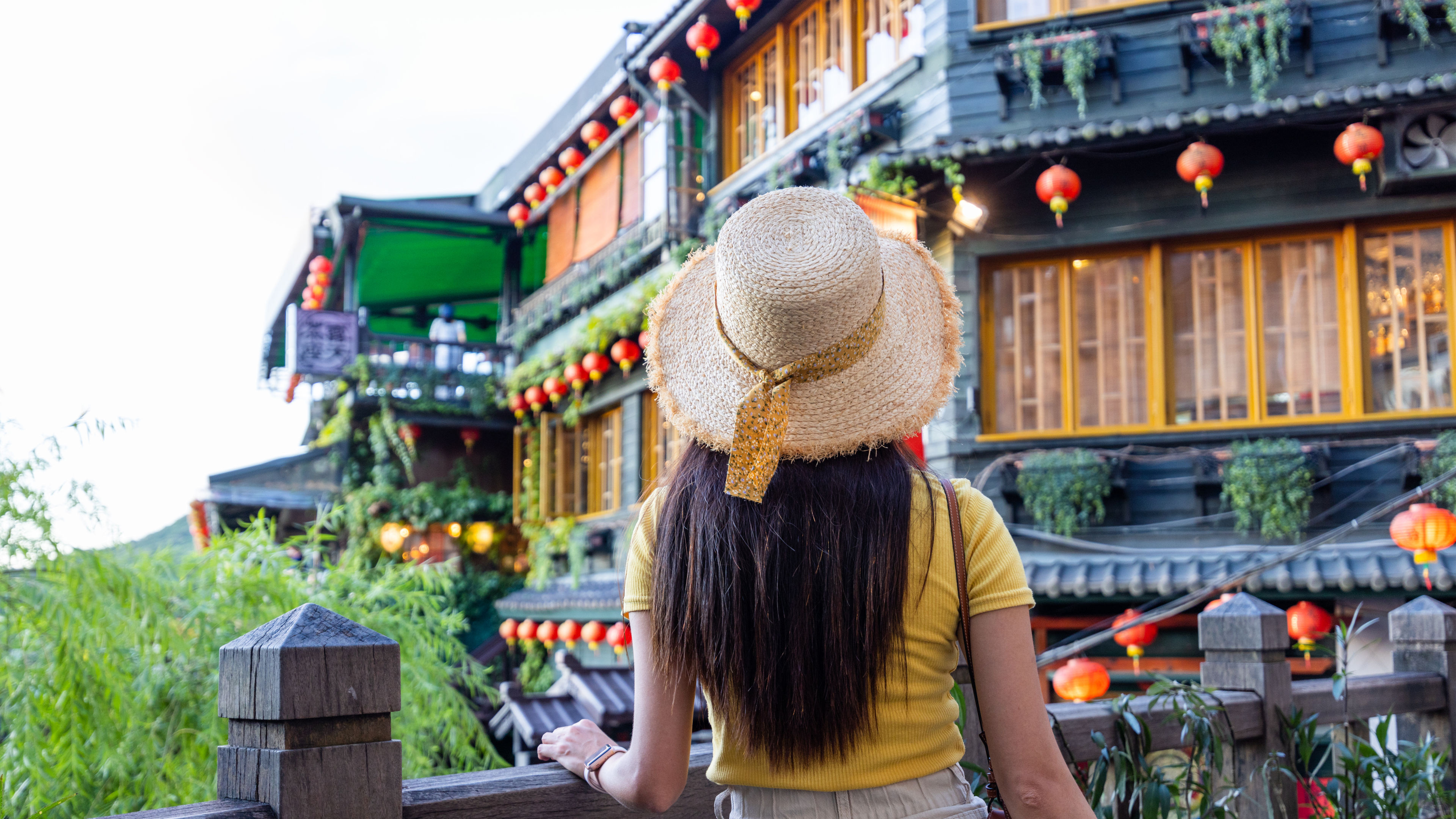 Asian travel women visit Jiufen in Taiwan