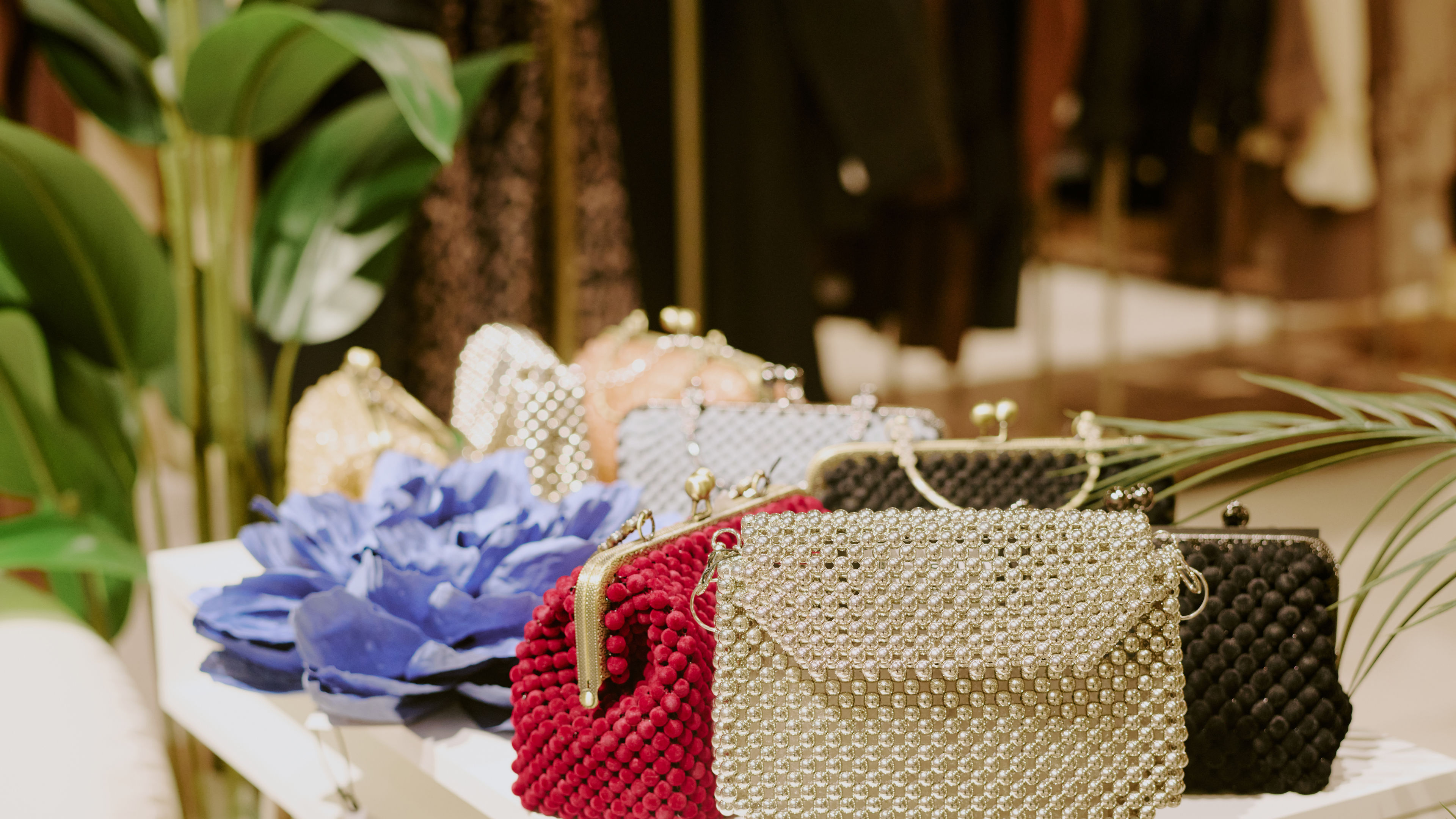 A collection of small handbags