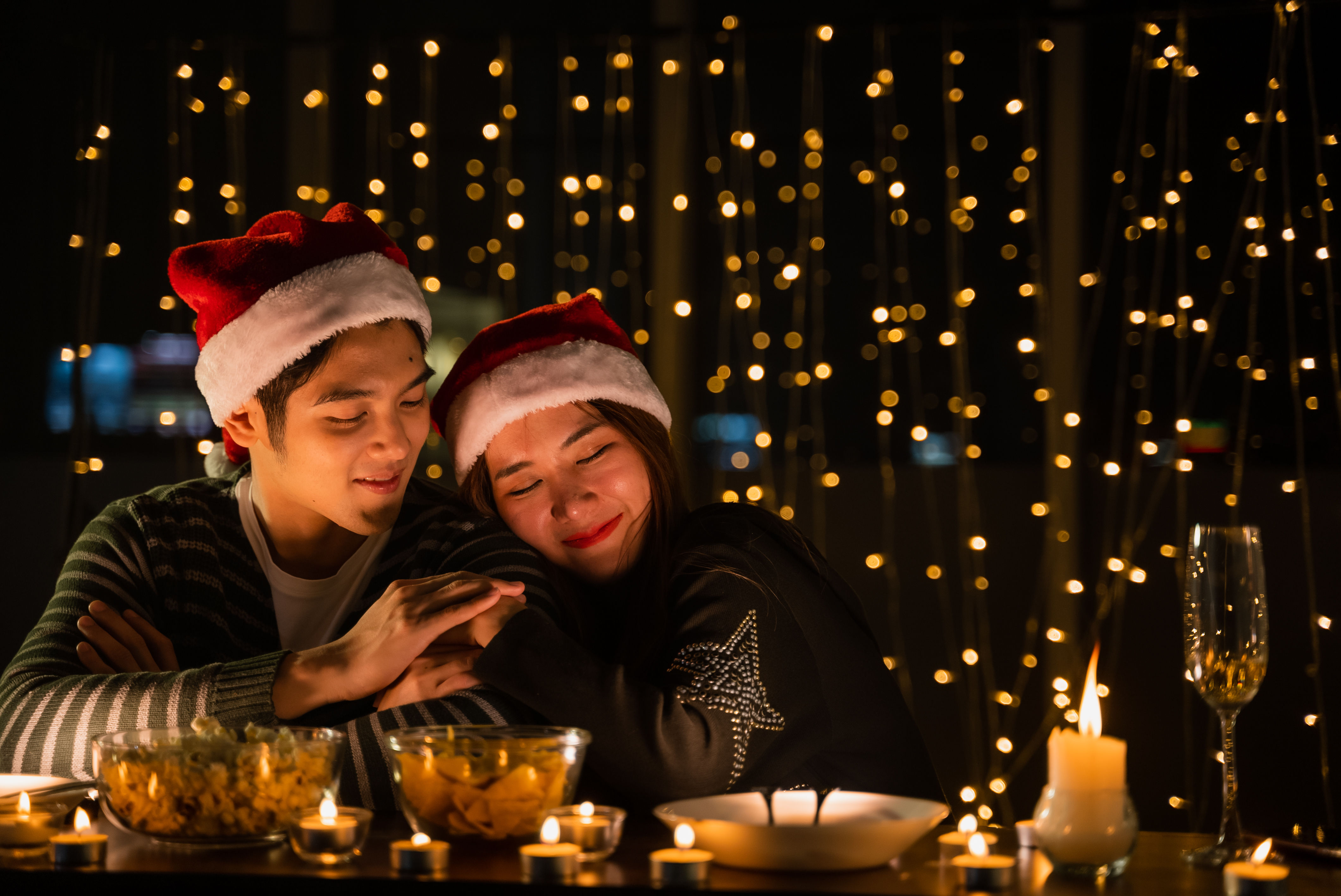 A couple enjoying a dinner