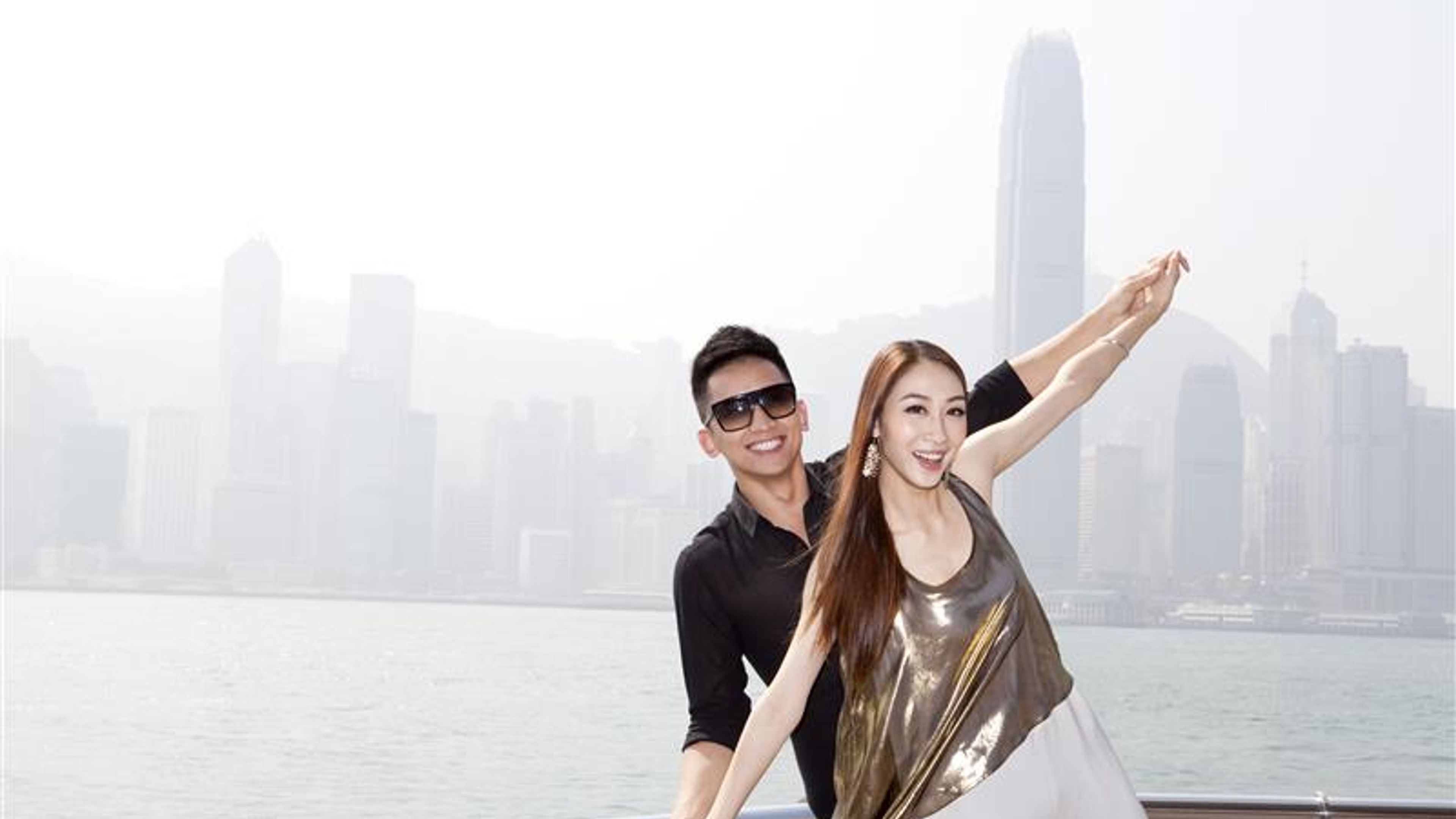 A couple happily enjoying the view
