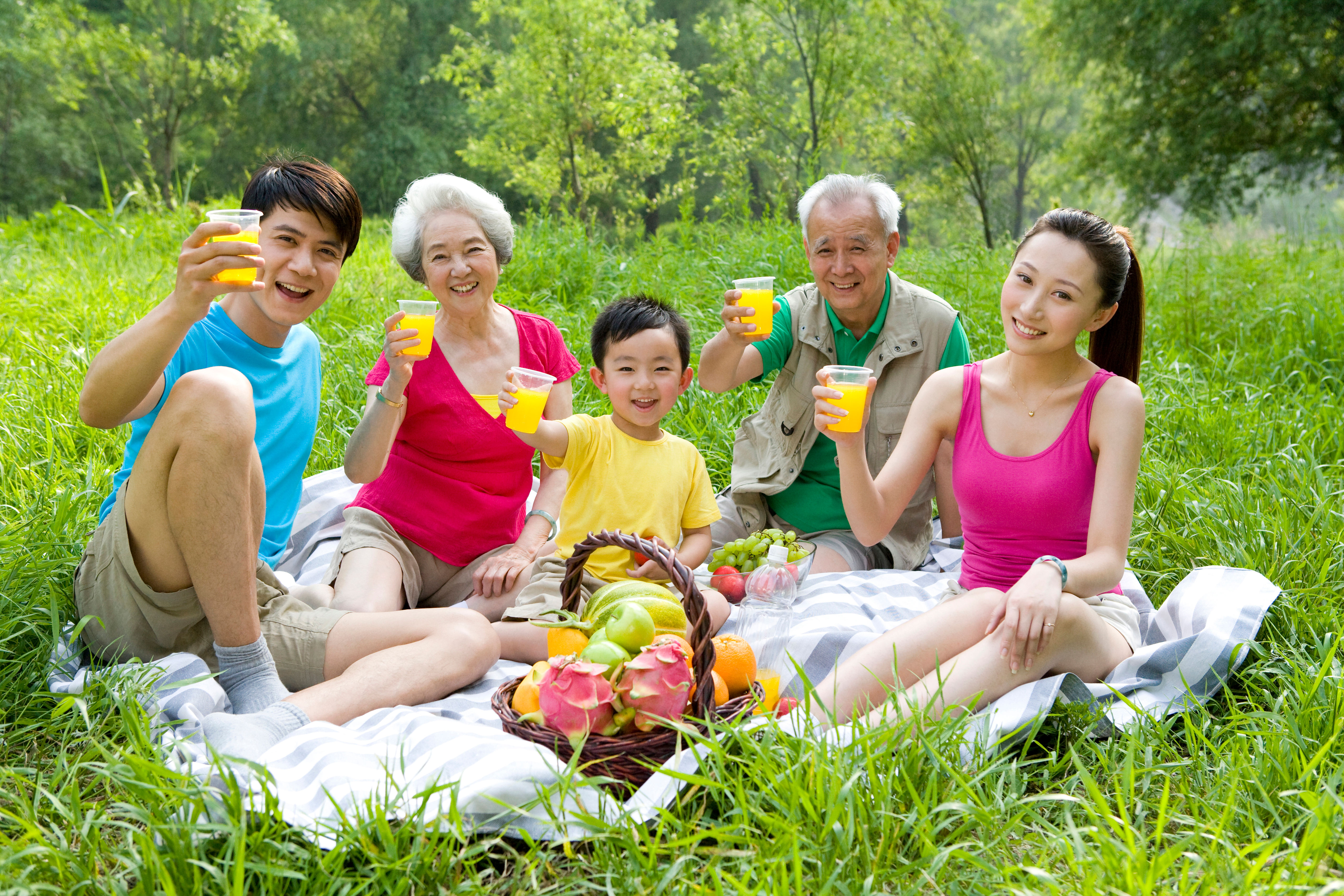 A family enjoying a farm picnic