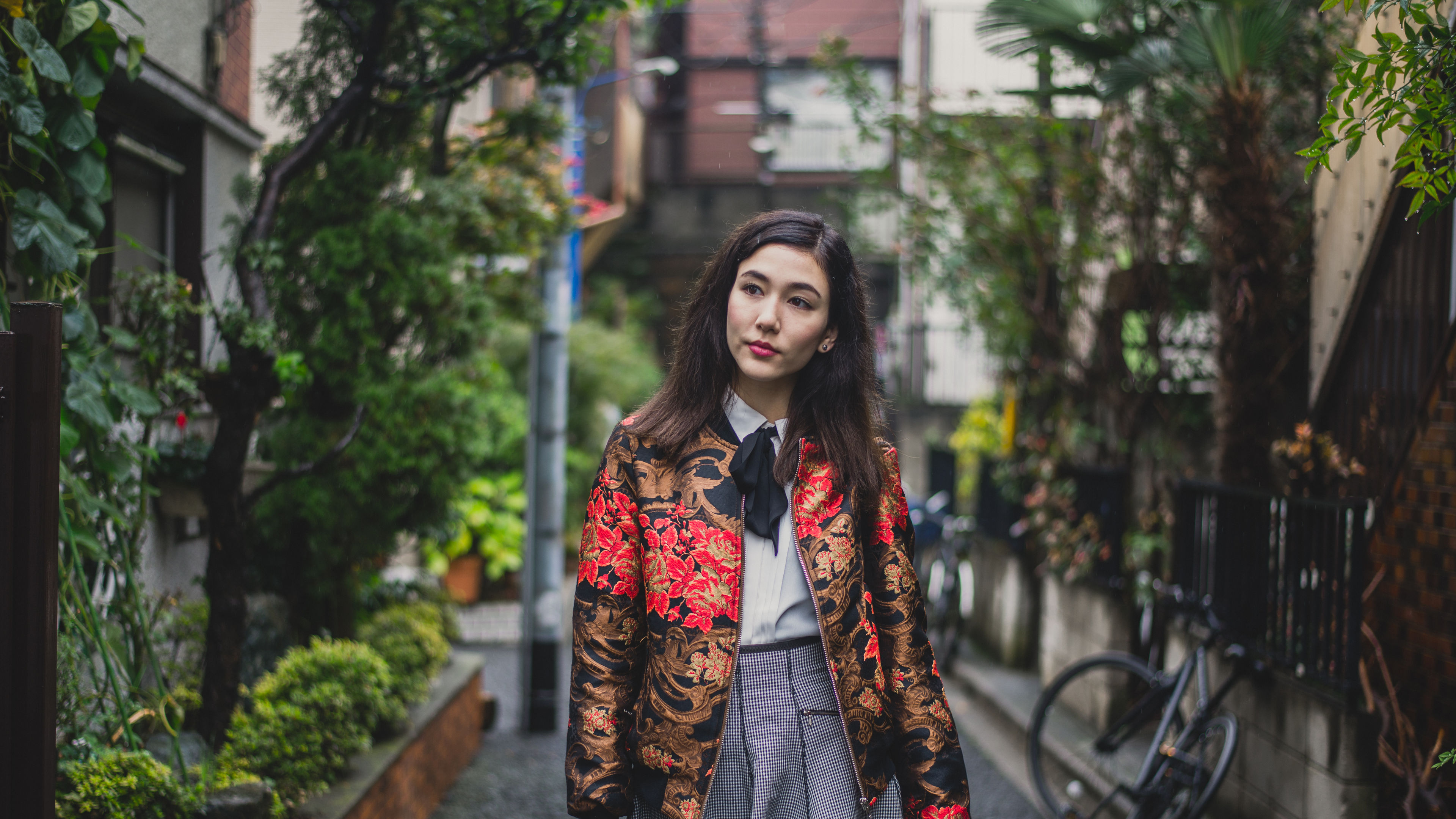 A girl in vintage clothes 