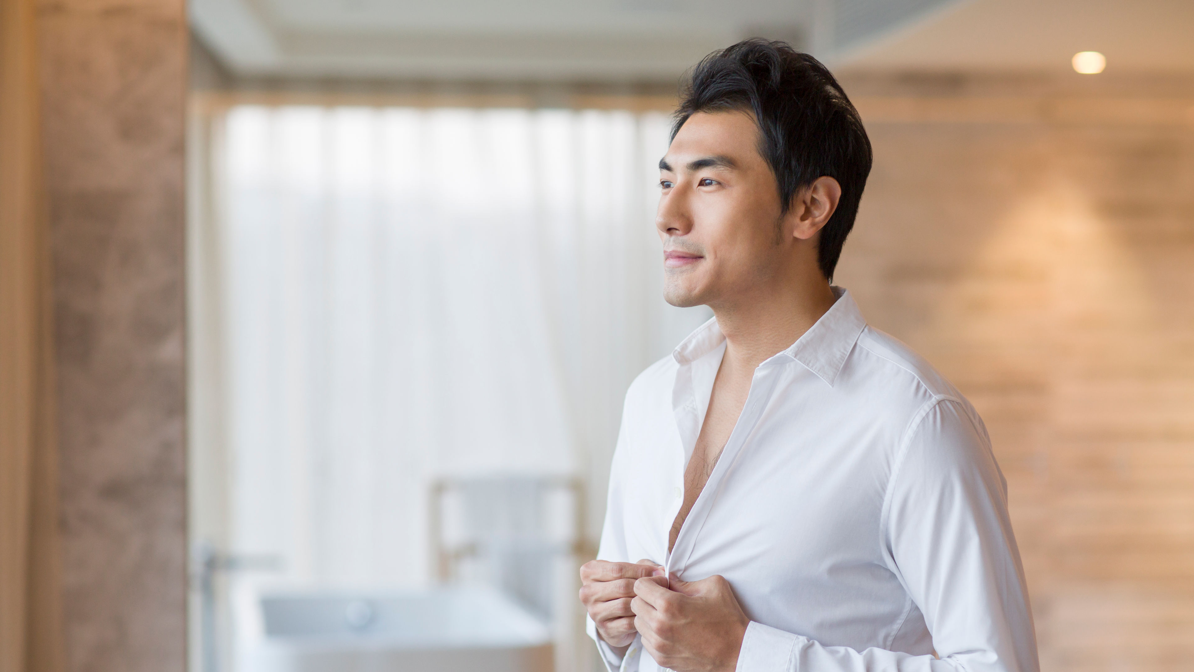 A man getting ready