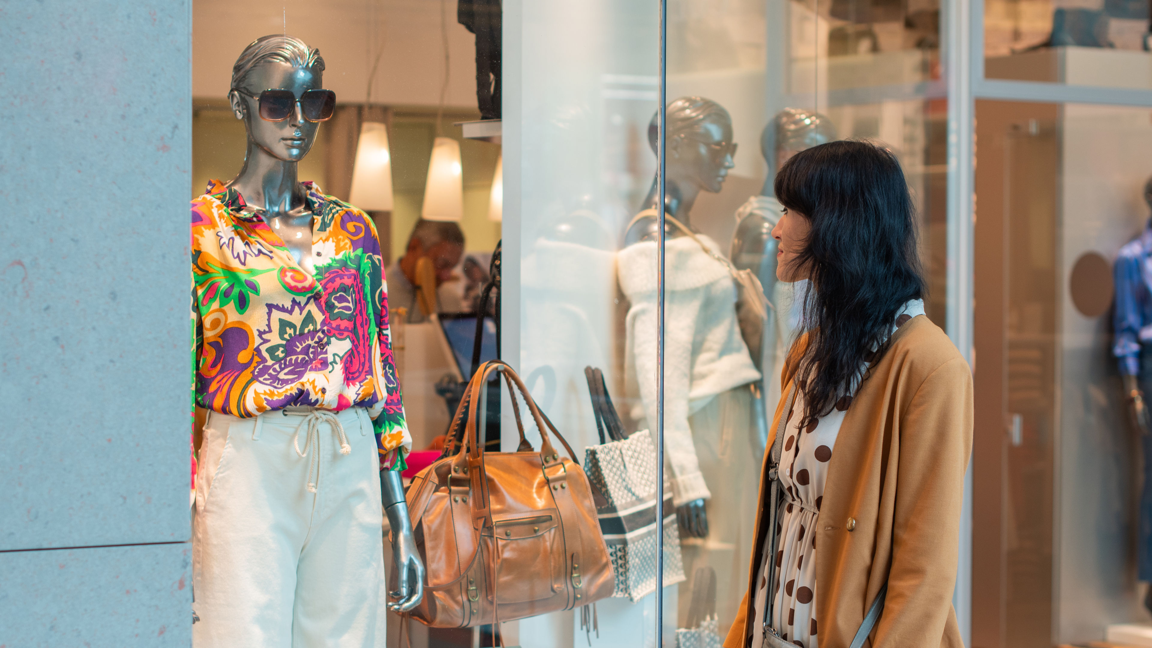 A woman looking at shop