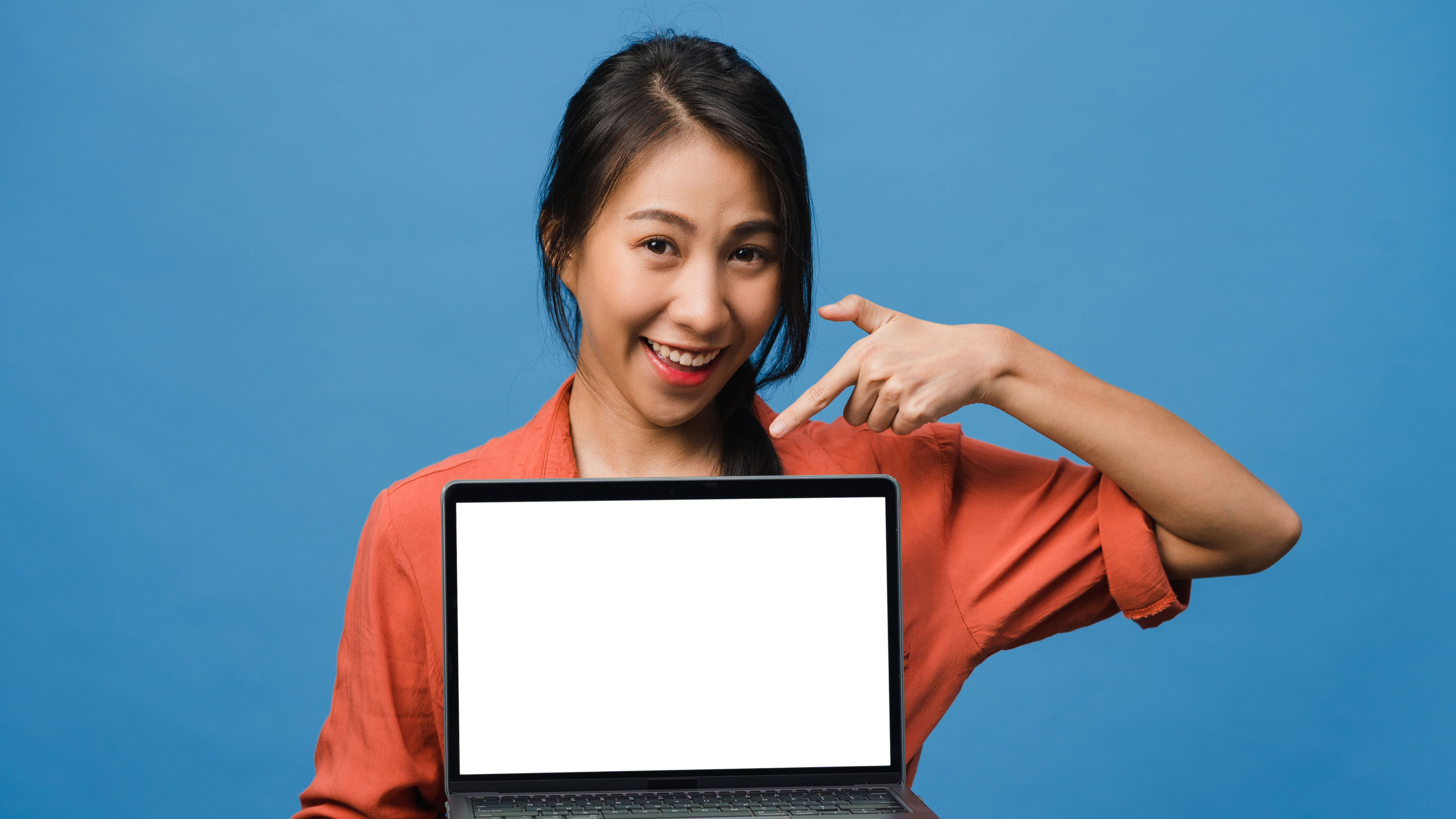 A woman with a laptop