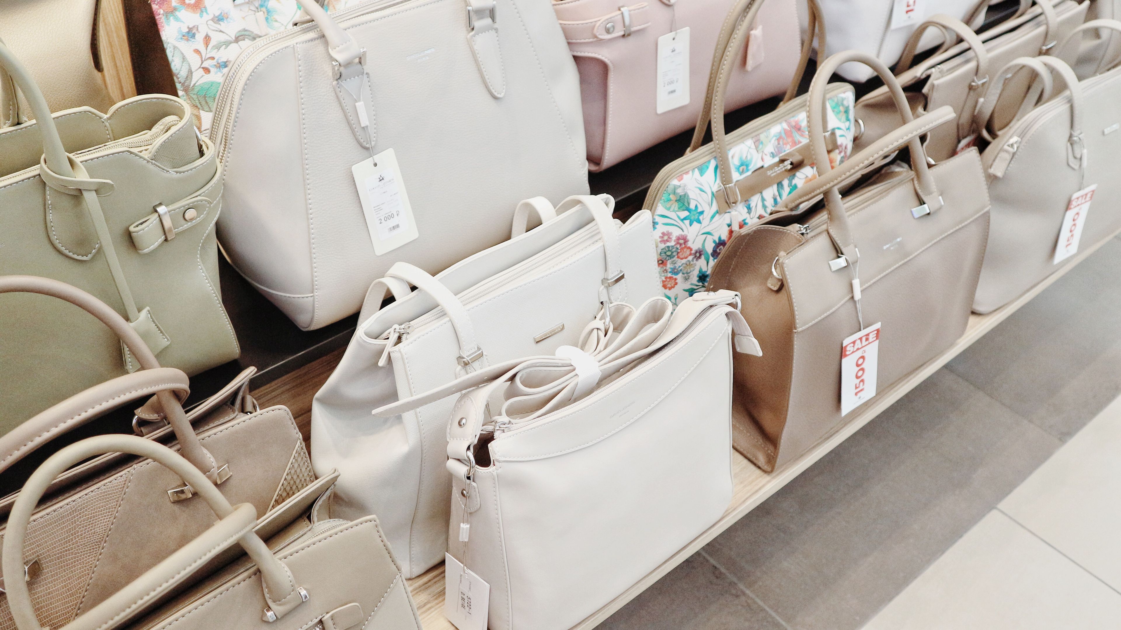 Bags on a display