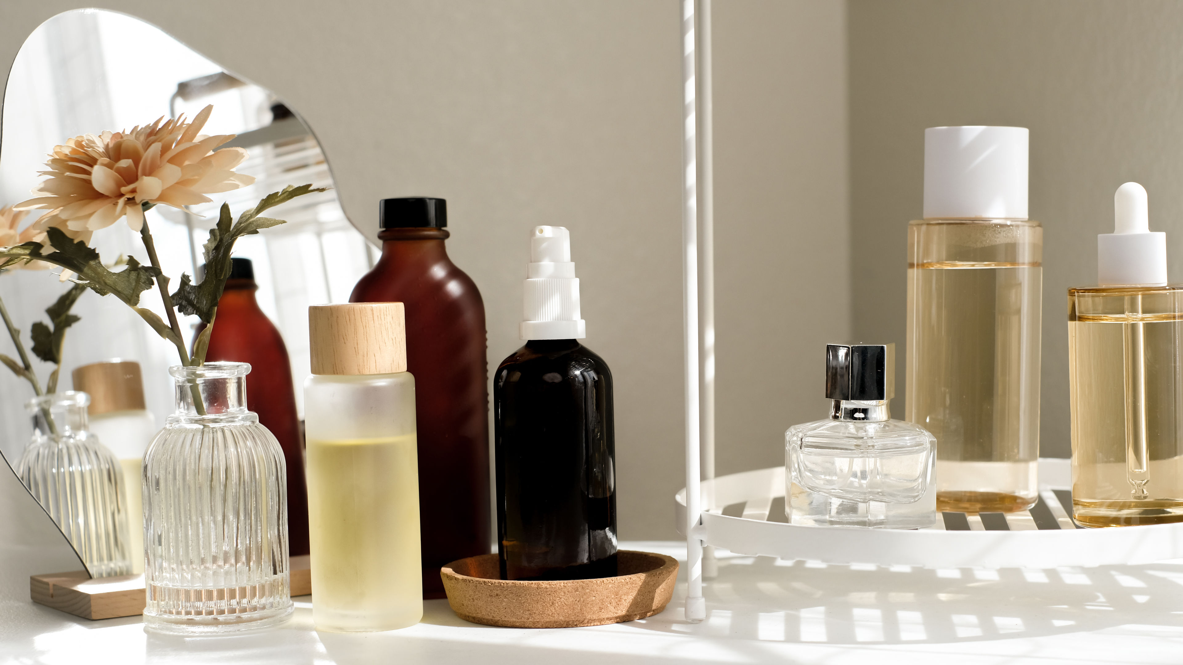 Beauty products on the rack