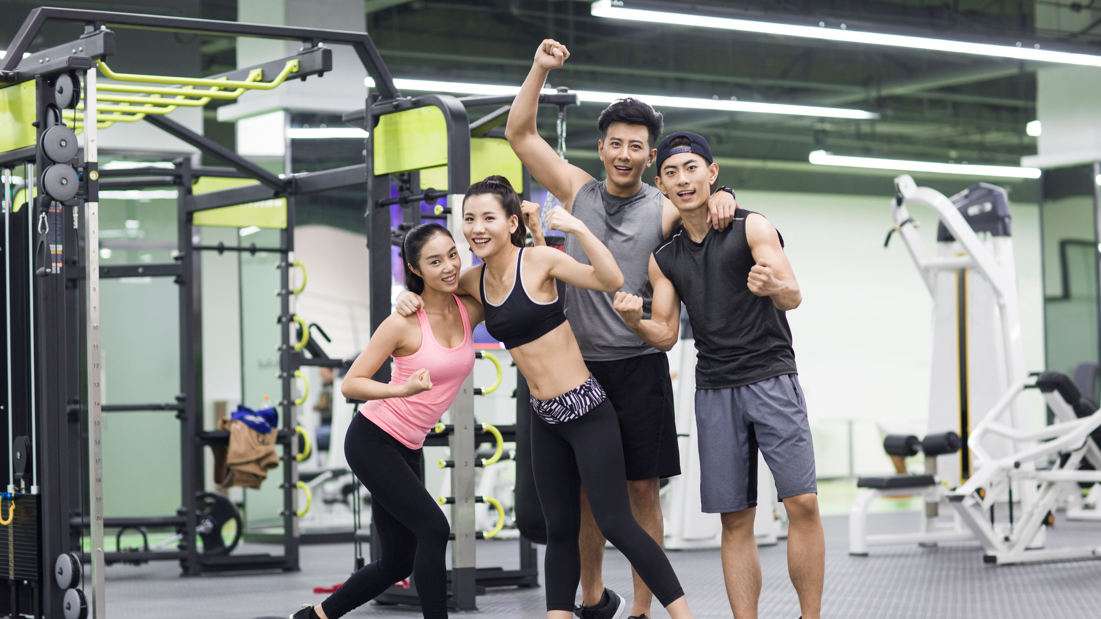 Friends doing workout
