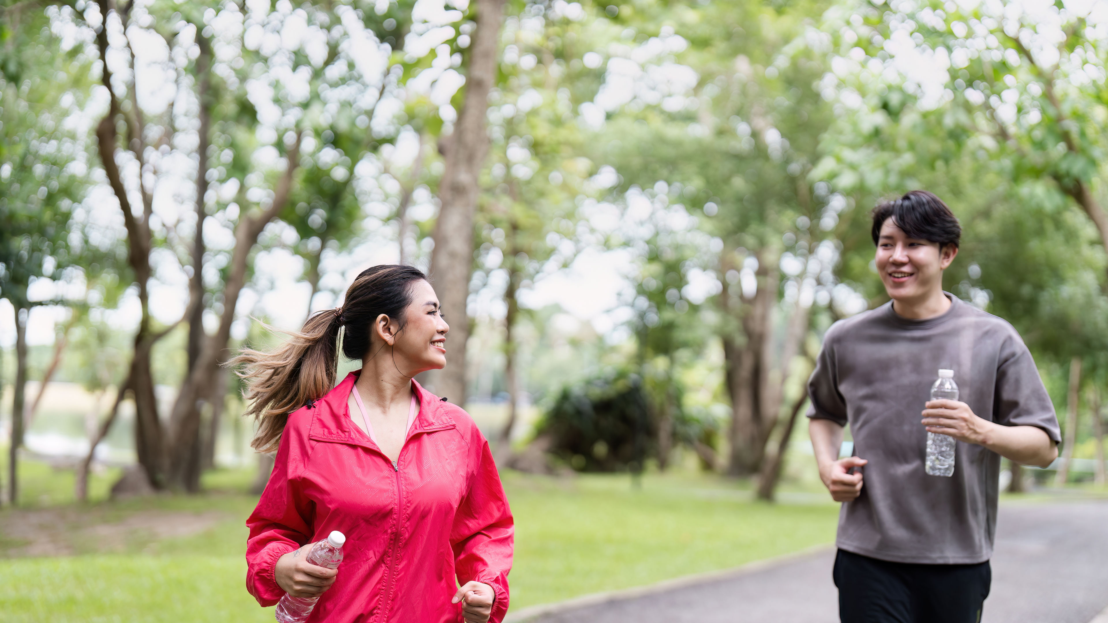 Man and woman in joggers