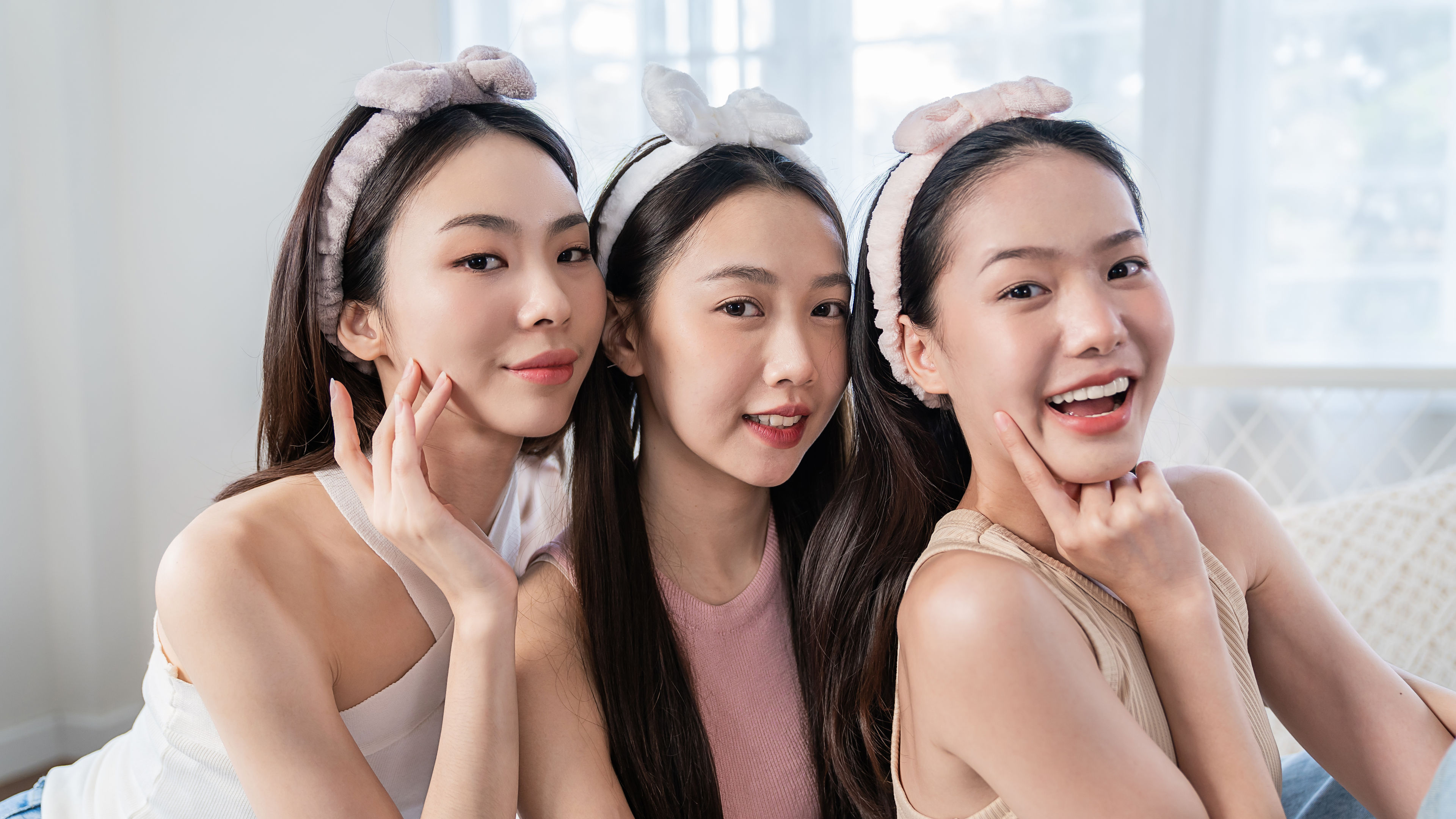Three women after their skincare 