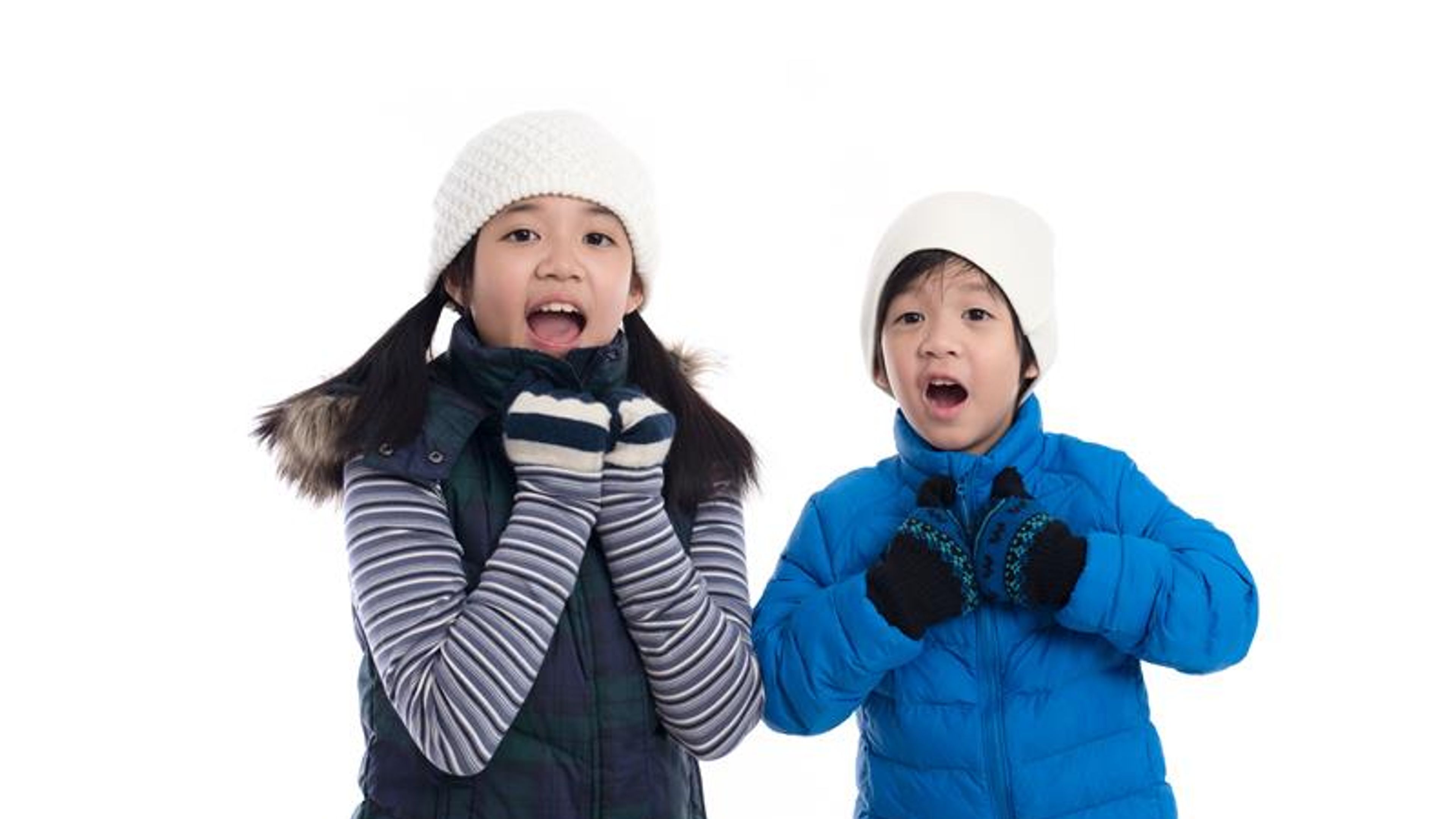 Two kids in winter outfit