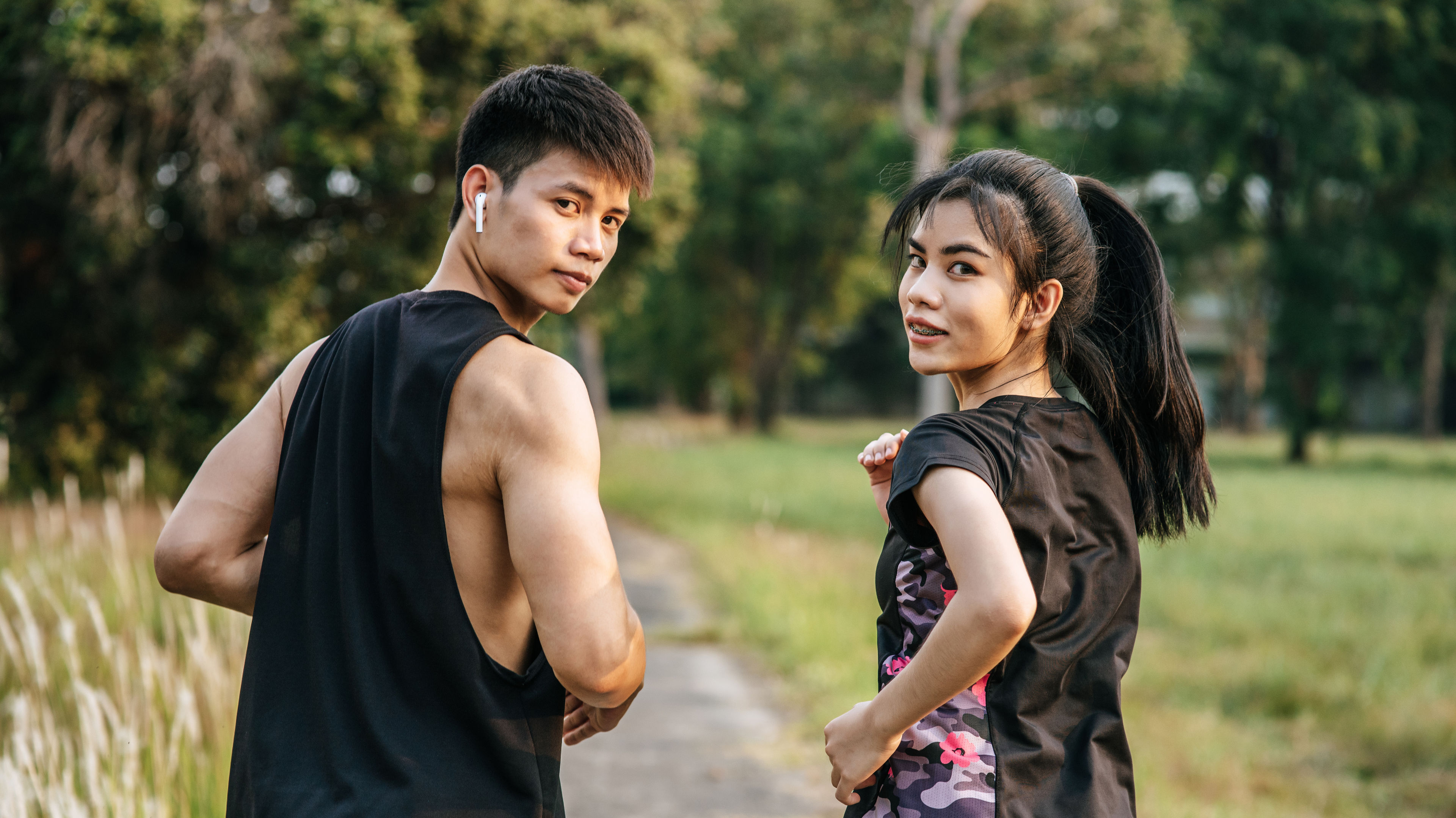 Two people are running