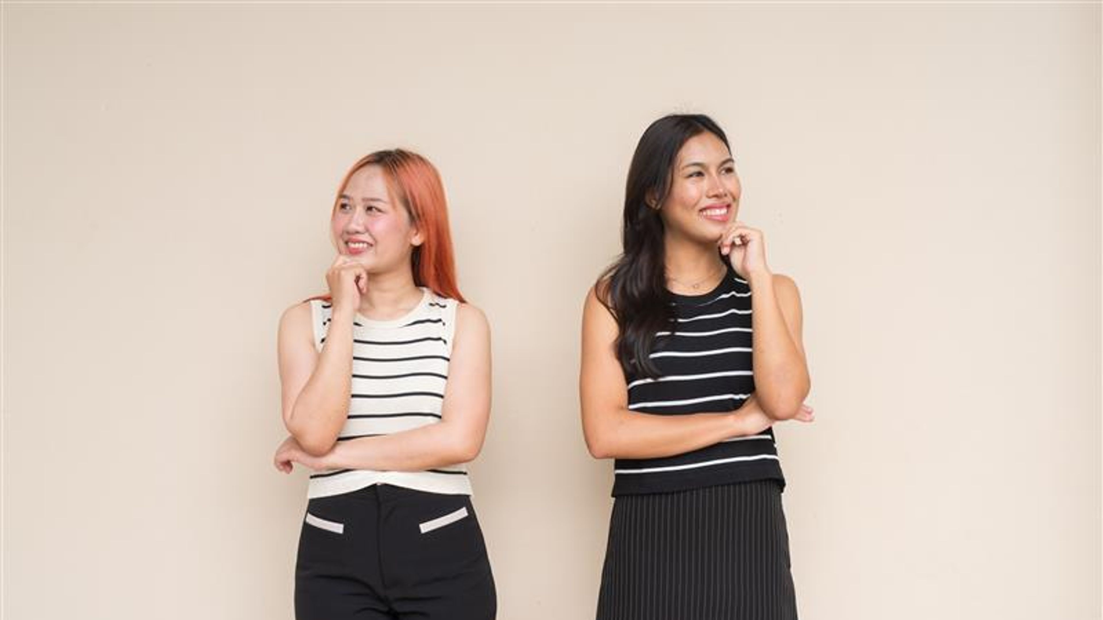 Two women in stripes