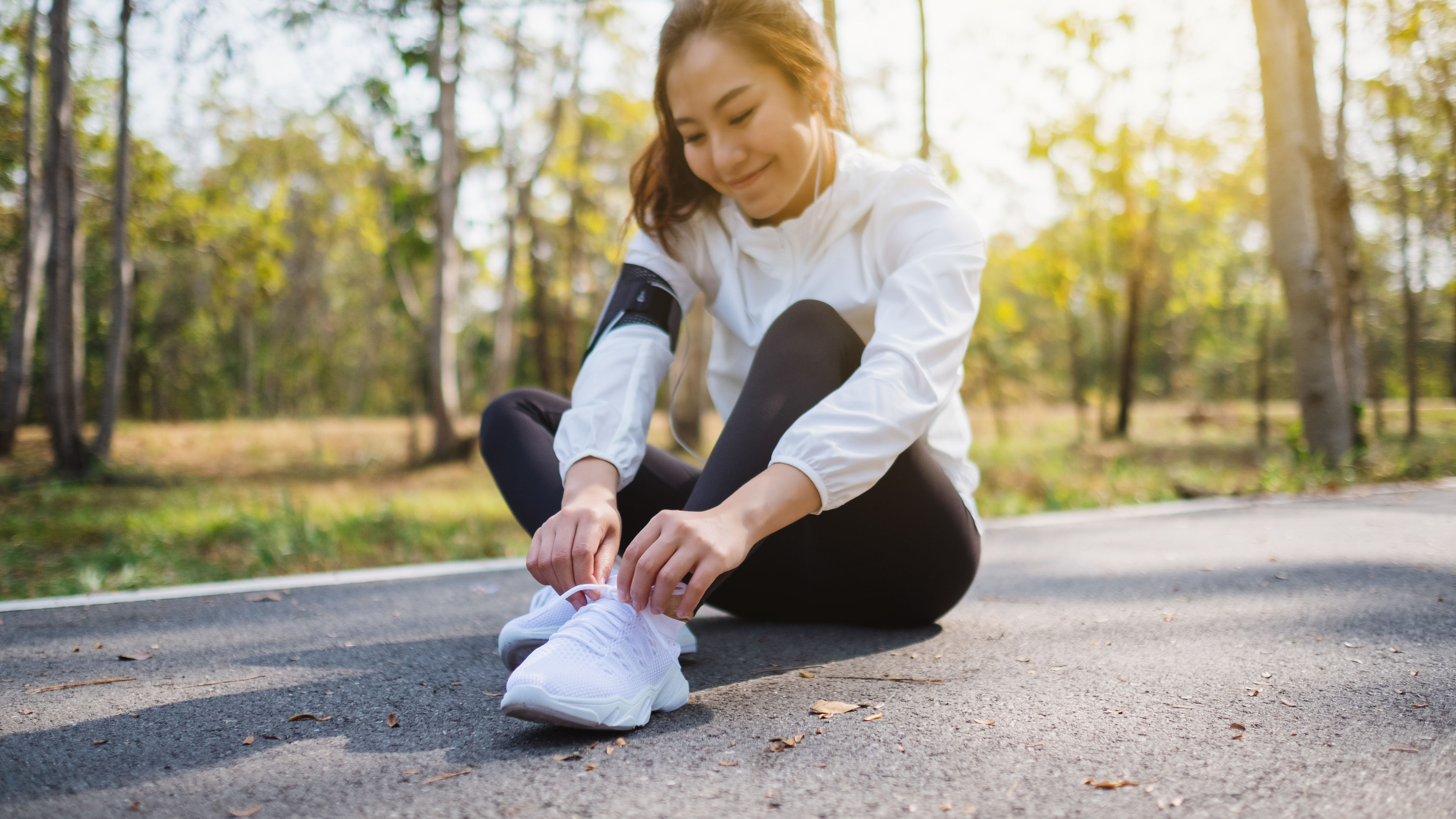 Woman training outdoors