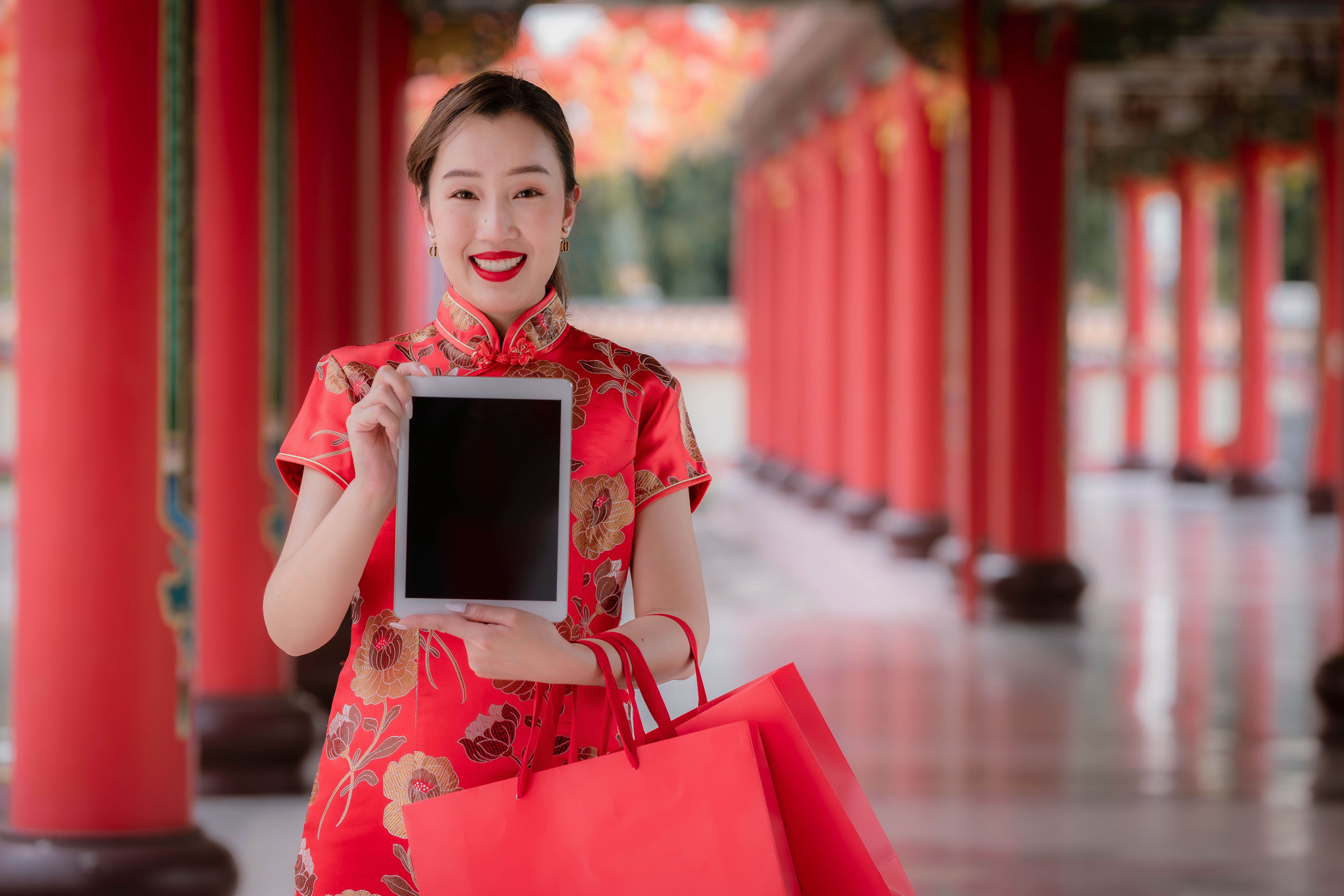 Woman in cheongsam 