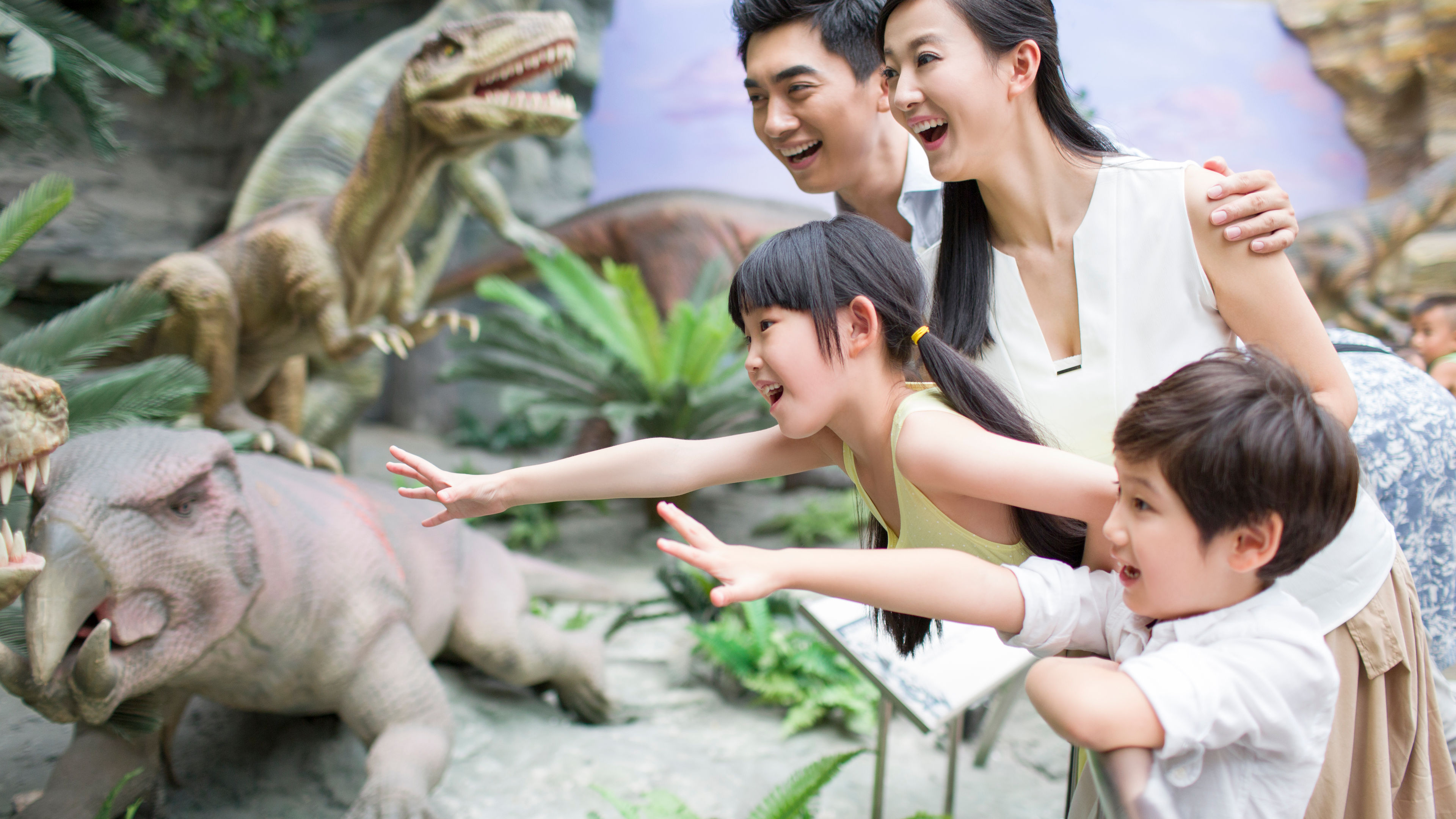 Young family in museum